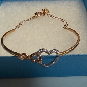 Swarovski Infinity Heart Bangle with Lobster Clasp. Rose Gold, Rare - Pre Owned